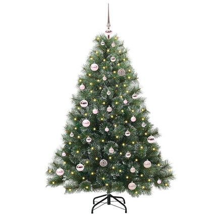 Konstgjord julgran med 150 LED-lampor Grön 150 cm PE och PVC