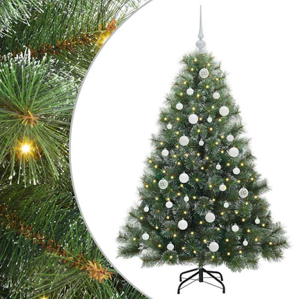 Konstgjord julgran med 150 LED-lampor Grön 150 cm PE och PVC