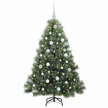 Konstgjord julgran med 150 LED-lampor Grön 150 cm PE och PVC