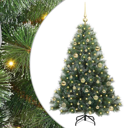 Konstgjord julgran med 150 LED-lampor Grön 150 cm PE och PVC