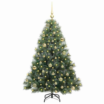Konstgjord julgran med 150 LED-lampor Grön 150 cm PE och PVC