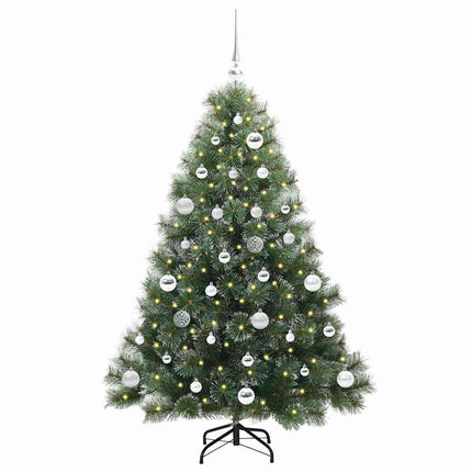 Konstgjord julgran med 150 LED-lampor Grön 150 cm PE och PVC