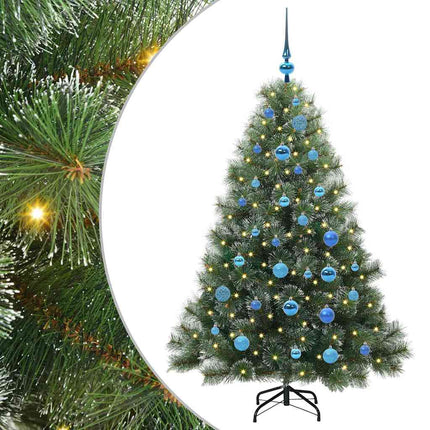 Konstgjord julgran med 150 LED-lampor Grön 150 cm PE och PVC