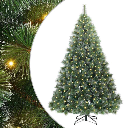 Konstgjord julgran med 300 LED-lampor Grön 180 cm PE och PVC