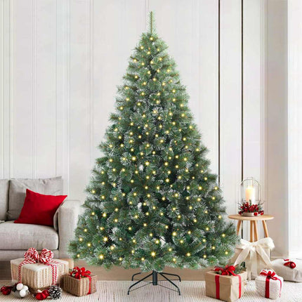 Konstgjord julgran med 300 LED-lampor Grön 210 cm PE och PVC