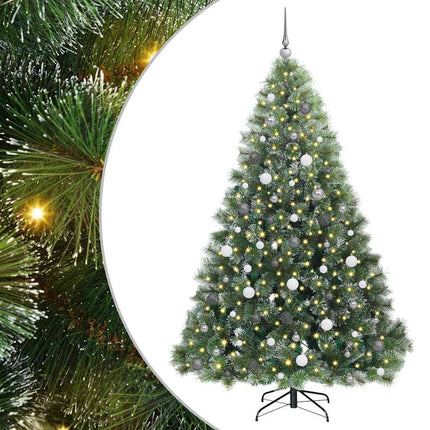 Konstgjord julgran med 300 LED-lampor Grön 210 cm PE och PVC