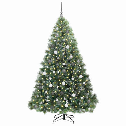 Konstgjord julgran med 300 LED-lampor Grön 210 cm PE och PVC