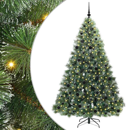 Konstgjord julgran med 300 LED-lampor Grön 210 cm PE och PVC