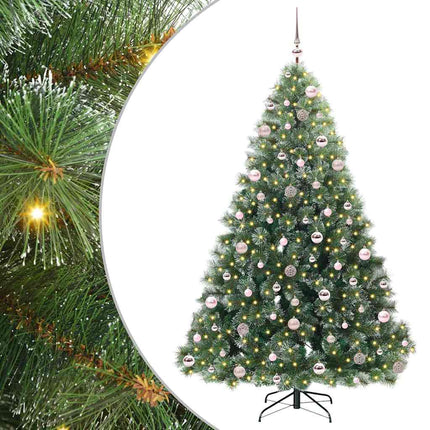 Konstgjord julgran med 300 LED-lampor Grön 210 cm PE och PVC