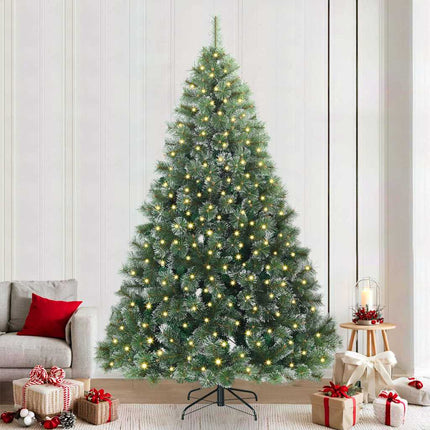 Konstgjord julgran med 300 LED-lampor Grön 240 cm PE och PVC
