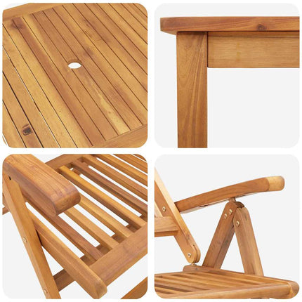 Trädgårdsmöbelset Fällbar 7 pcs Brun Massivt Akaciaträ