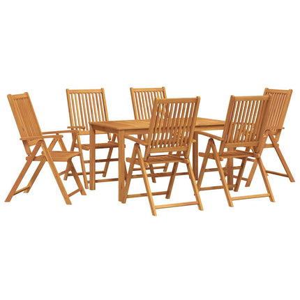 Trädgårdsmöbelset Fällbar 7 pcs Brun Massivt Akaciaträ