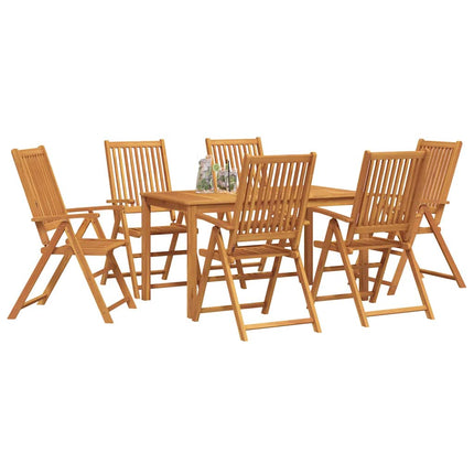 Trädgårdsmöbelset Fällbar 7 pcs Brun Massivt Akaciaträ