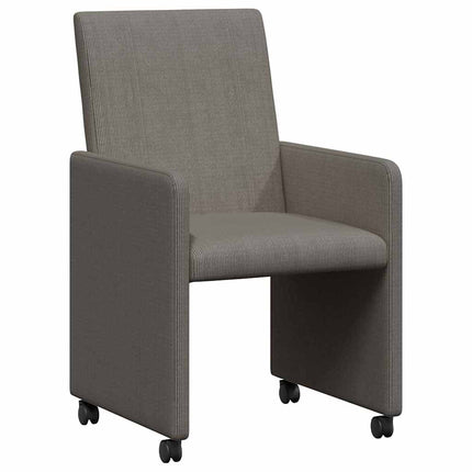 Matstolar med hjul 2 pcs Ljusgrå 57 x 66 x 94 cm Mockatyg