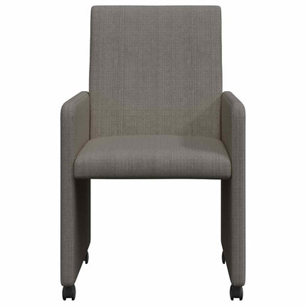 Matstolar med hjul 2 pcs Ljusgrå 57 x 66 x 94 cm Mockatyg