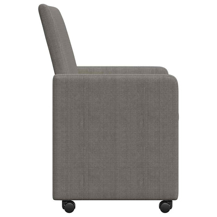 Matstolar med hjul 2 pcs Ljusgrå 57 x 66 x 94 cm Mockatyg