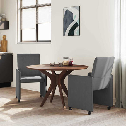Matstolar med hjul 2 st Mockatyg Mörkgrå 57 x 66 x 94 cm