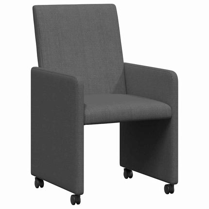 Matstolar med hjul 2 pcs Mörkgrå 57 x 66 x 94 cm Mockatyg