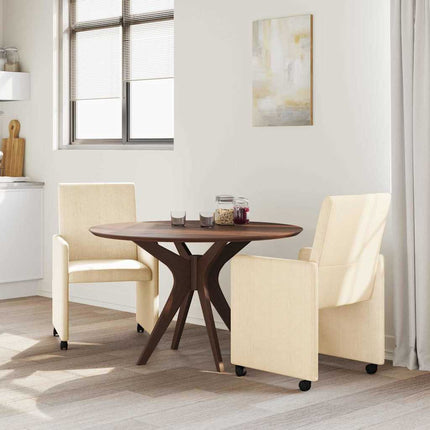 Matstolar med hjul med hjul 2 pcs Kräm 57 x 66 x 94 cm Mockatyg