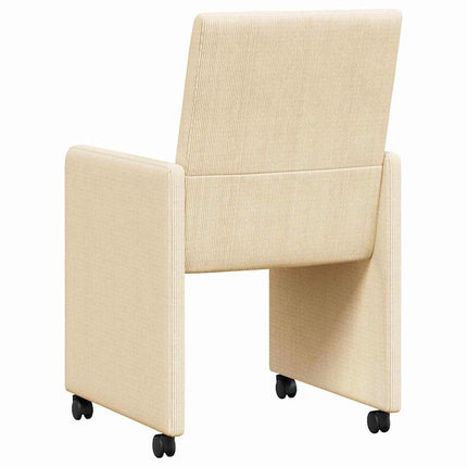 Matstolar med hjul 2 st Mockatyg Kräm 57 x 66 x 94 cm