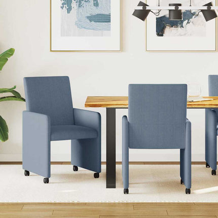 Matstolar med hjul med hjul 2 pcs Blå 57 x 66 x 94 cm Mockatyg
