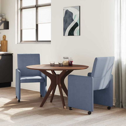 Matstolar med hjul 2 st Mockatyg Blå 57 x 66 x 94 cm