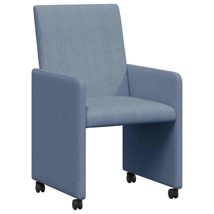 Matstolar med hjul 2 st Mockatyg Blå 57 x 66 x 94 cm