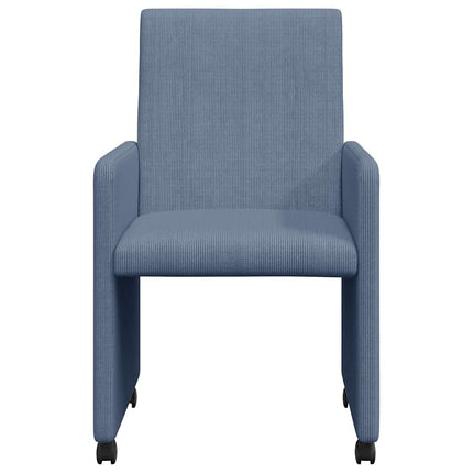 Matstolar med hjul med hjul 2 pcs Blå 57 x 66 x 94 cm Mockatyg