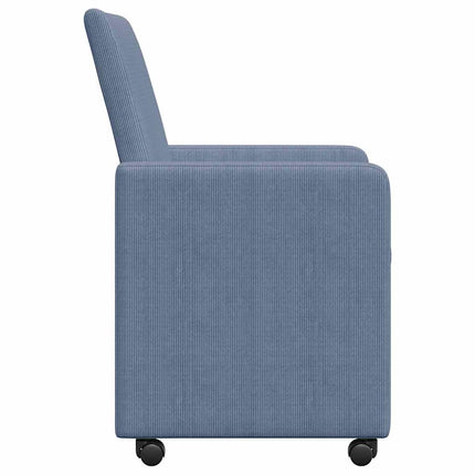 Matstolar med hjul 2 st Mockatyg Blå 57 x 66 x 94 cm