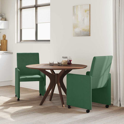 Matstolar med hjul 2 st Mockatyg Grågrön 57 x 66 x 94 cm