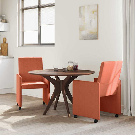 Matstolar med hjul 2 pcs Röd orange 57 x 66 x 94 cm Mockatyg