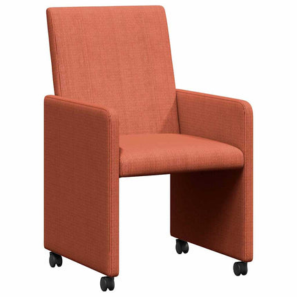 Matstolar med hjul 2 pcs Röd orange 57 x 66 x 94 cm Mockatyg