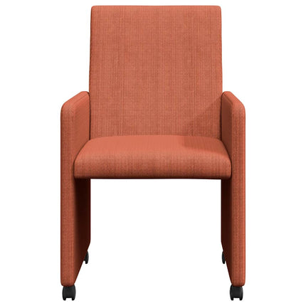 Matstolar med hjul 2 st Mockatyg Röd orange 57 x 66 x 94 cm