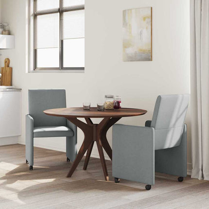 Matstolar med hjul 2 st tyg Ljusgrå 57 x 66 x 94 cm