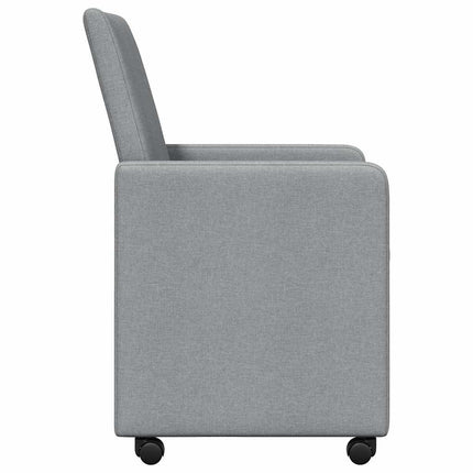 Matstolar med hjul med hjul 2 pcs Ljusgrå 57 x 66 x 94 cm tyg