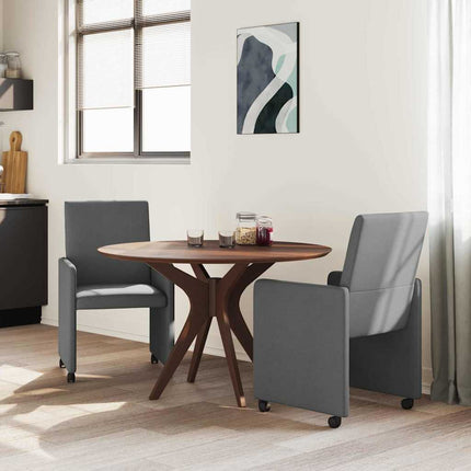 Matstolar med hjul med hjul 2 pcs Mörkgrå 57 x 66 x 94 cm tyg