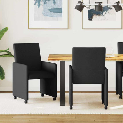 Matstolar med hjul med hjul 2 pcs Svart 57 x 66 x 94 cm tyg