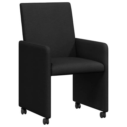 Matstolar med hjul med hjul 2 pcs Svart 57 x 66 x 94 cm tyg