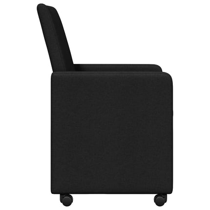 Matstolar med hjul 2 st tyg Svart 57 x 66 x 94 cm