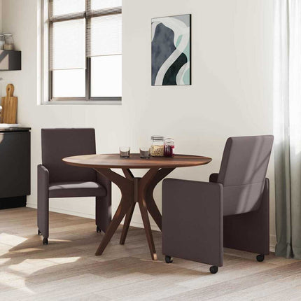 Matstolar med hjul med hjul 2 pcs Mörkbrun 57 x 66 x 94 cm tyg