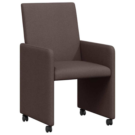 Matstolar med hjul med hjul 2 pcs Mörkbrun 57 x 66 x 94 cm tyg