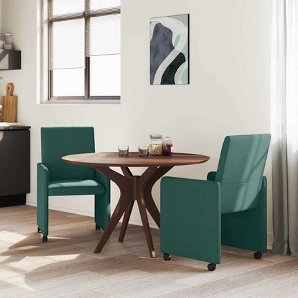 Matstolar med hjul med hjul 2 pcs Mörkgrön 57 x 66 x 94 cm tyg