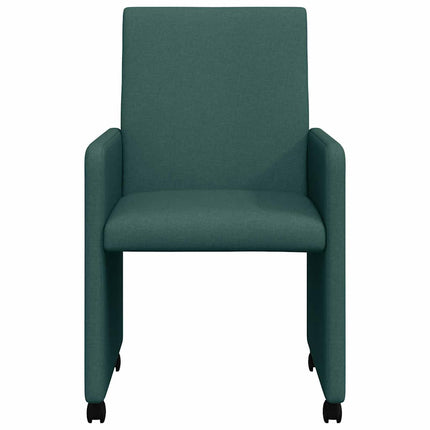 Matstolar med hjul med hjul 2 pcs Mörkgrön 57 x 66 x 94 cm tyg
