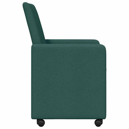 Matstolar med hjul med hjul 2 pcs Mörkgrön 57 x 66 x 94 cm tyg