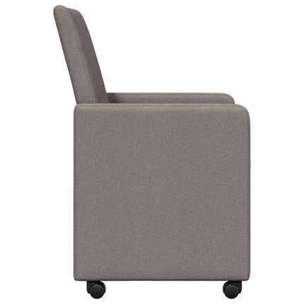 Matstolar med hjul 2 st tyg Taupe 57 x 66 x 94 cm