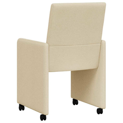 Matstolar med hjul med hjul 2 pcs Kräm 57 x 66 x 94 cm tyg