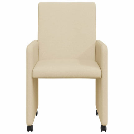 Matstolar med hjul med hjul 2 pcs Kräm 57 x 66 x 94 cm tyg