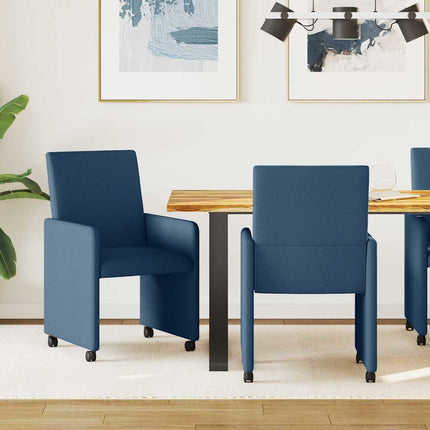 Matstolar med hjul med hjul 2 pcs Blå 57 x 66 x 94 cm tyg