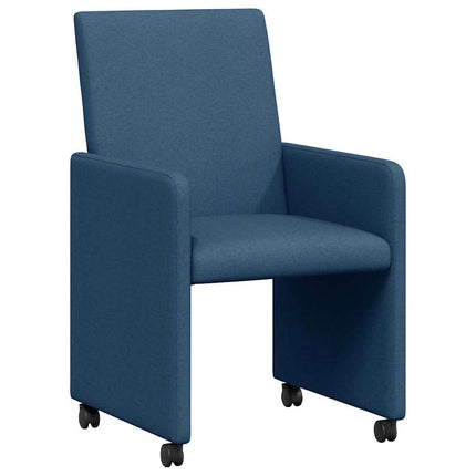 Matstolar med hjul 2 st tyg Blå 57 x 66 x 94 cm
