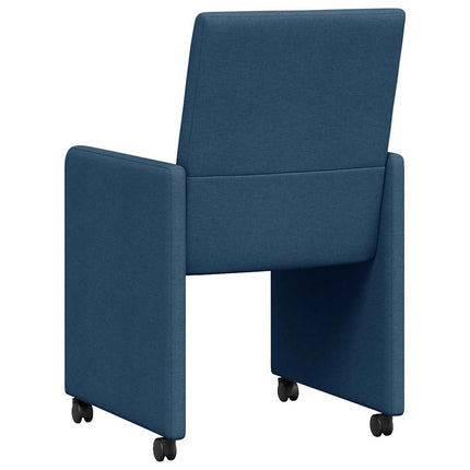 Matstolar med hjul med hjul 2 pcs Blå 57 x 66 x 94 cm tyg